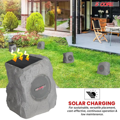 Altavoz Bluetooth para exteriores con forma de roca y energía solar para jardín