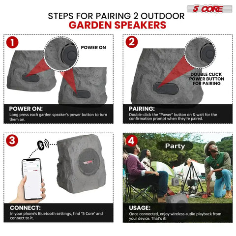 Instrucciones de emparejamiento para Altavoz Bluetooth para exteriores en jardín