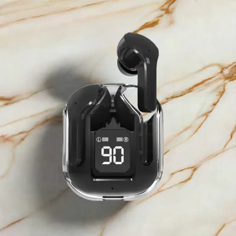 Auriculares Bluetooth en funda de carga transparente, producto de electronica Auriculares Capsula