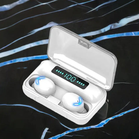auriculares blancos con estuche