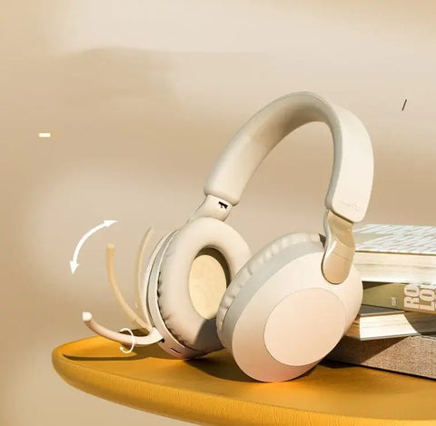 Auriculares Bluetooth premium con microfono color beige
