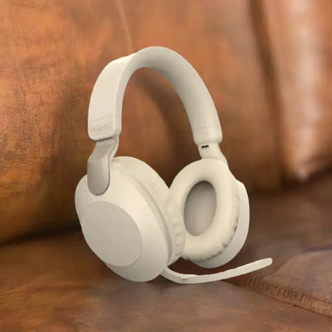 Auriculares Bluetooth blancos sobre la oreja con micrófono para electrónica
