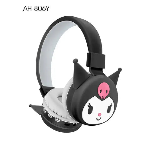 Imagen de auriculares bluetooth Kuromi AH-806Y con personaje de dibujos animados en blanco y negro