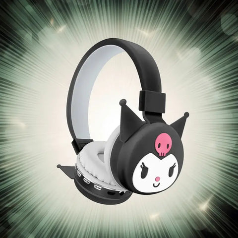 Imagen de auriculares bluetooth Kuromi AH-806Y en color negro y blanco para niños