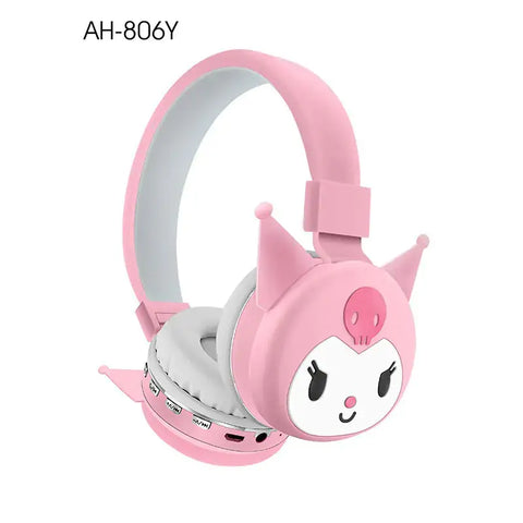 Auriculares Bluetooth Kuromi con diseño de personaje rosa para niños Kuromi AH-806Y