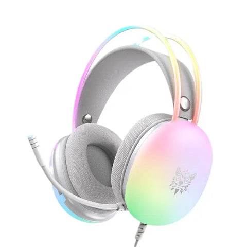 Auriculares blancos con Iluminación RGB de colores vibrantes para gamers