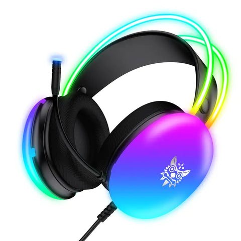 Auriculares con Iluminación RGB, headset negro para gaming,