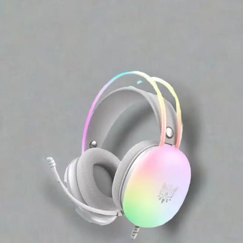 Auriculares con Iluminación RGB en color blanco, ideal para videojuegos y electrónica