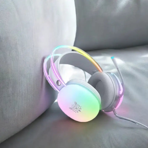 Auriculares con Iluminación RGB, headset blanco con luces LED arcoíris en electrónica