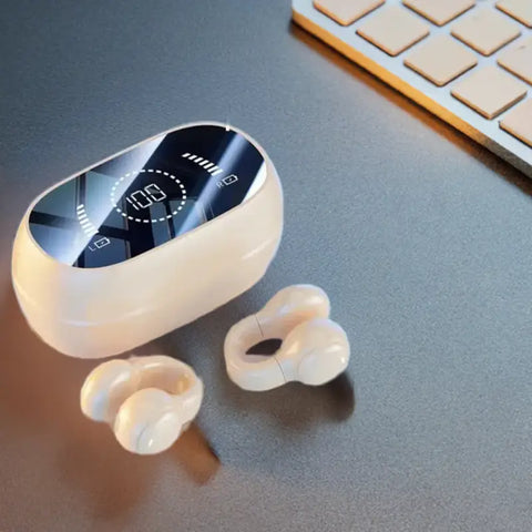 Auriculares deportivos inalámbricos color piel con estuche de carga