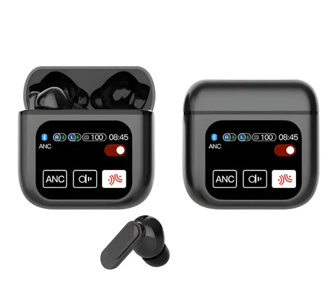 Auriculares inalámbricos Bluetooth negro y pantalla digital