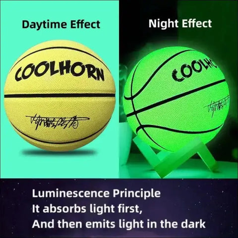 Balón de baloncesto que brilla en la oscuridad, amarillo de día, verde en la noche. Envío gratis