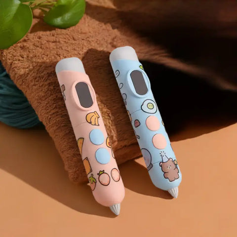 Termómetros digitales decorados con dibujos de bolígrafo de dibujo en mano
