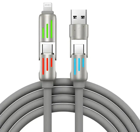 Cable de Carga Rápida 4 en 1 para múltiples dispositivos con luz indicadora
