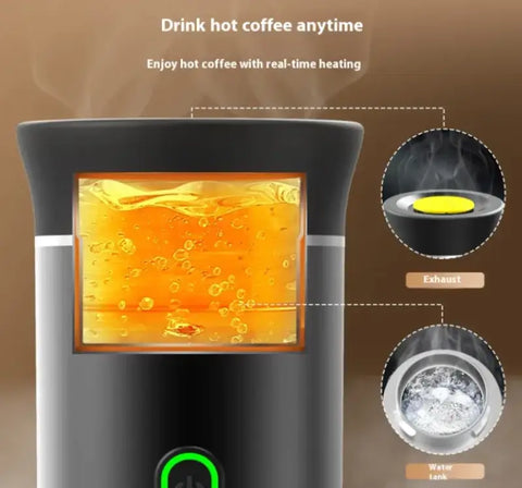 Cafetera portátil 3 en 1 con calefactor para mantener el café expreso caliente
