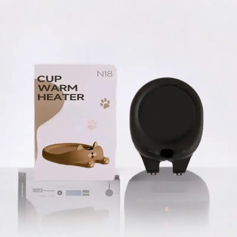 Calentador de taza eléctrico con diseño de gato negro para mantener bebidas calientes