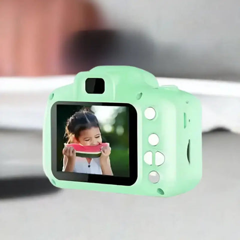 Cámara infantil verde menta para fotos divertidas de niños