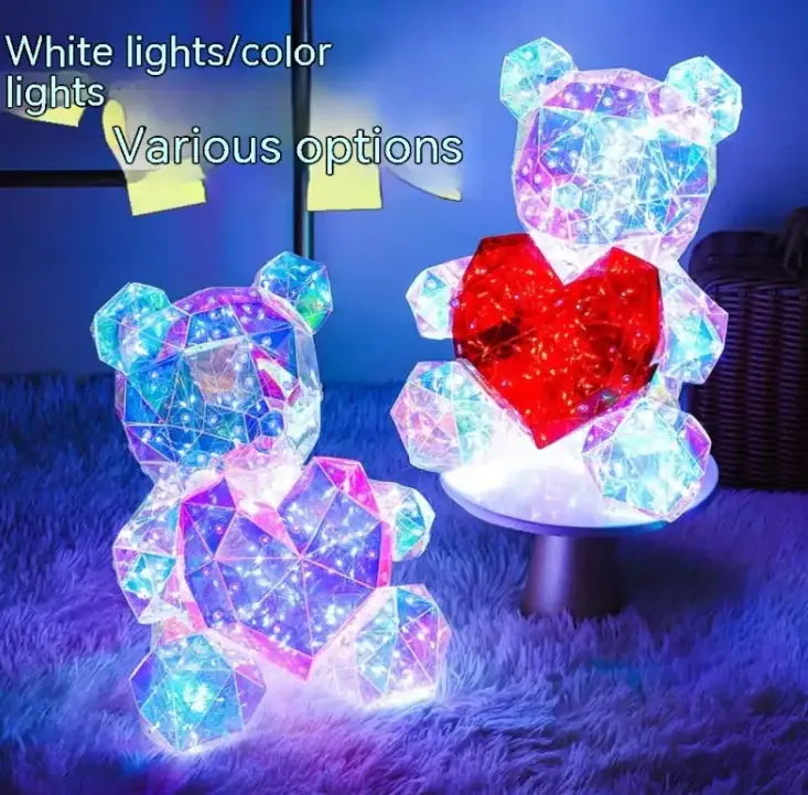 Iluminacion electronica de osos de peluche con corazones para audio en Color Spark Luminous Bear