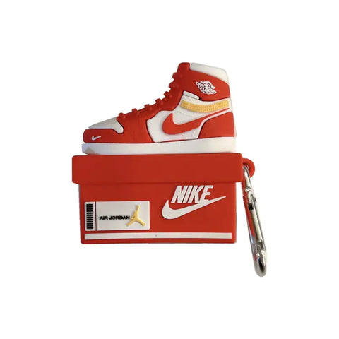 Funda de zapatilla roja y blanca para tus Apple AirPods Pro con clip de carabiner