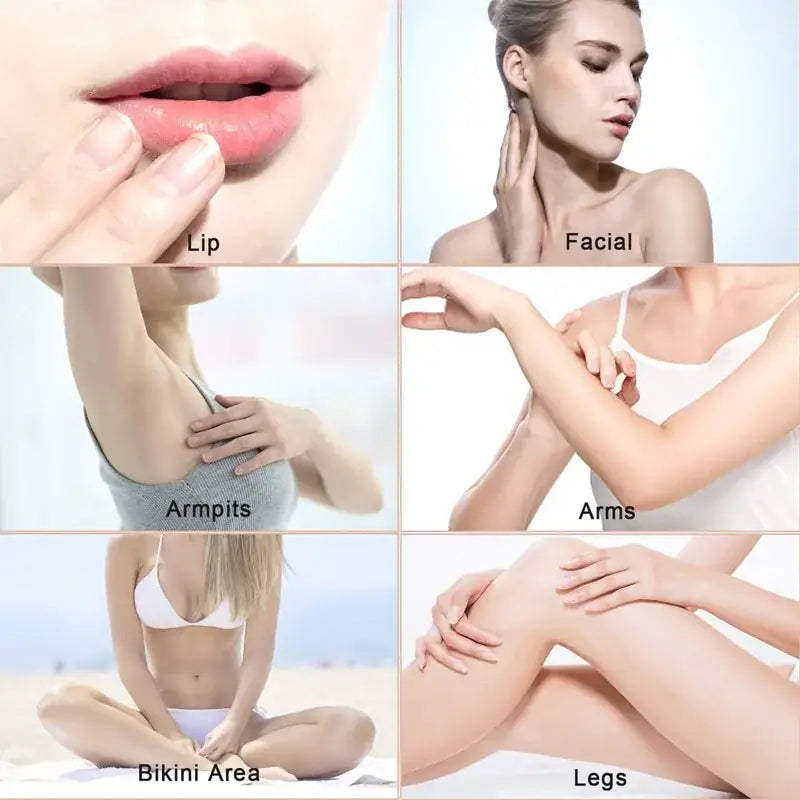 Collage de partes del cuerpo utilizando la Depiladora Láser IPL 990K Pro