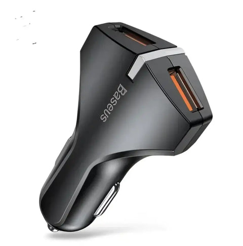 Cargador de coche con doble puerto USB con iluminación naranja para carga rápida