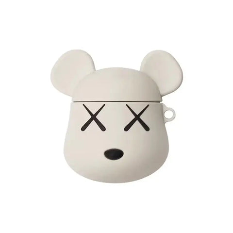 Funda Bearguard para Apple AirPods en forma de oso blanco con ojos cruzados, alta calidad