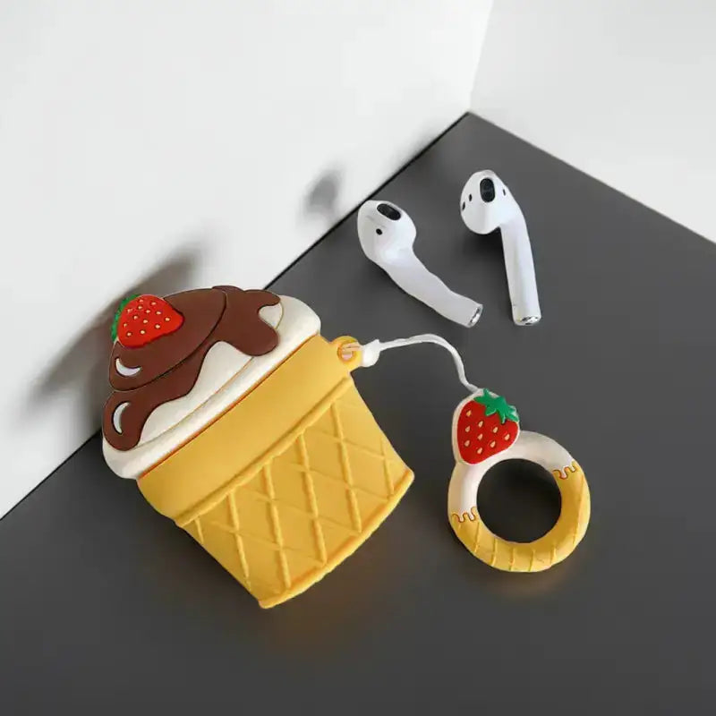 Funda de silicona para AirPods 1/2 con diseño de helado, protección antigolpes y estilo electronica