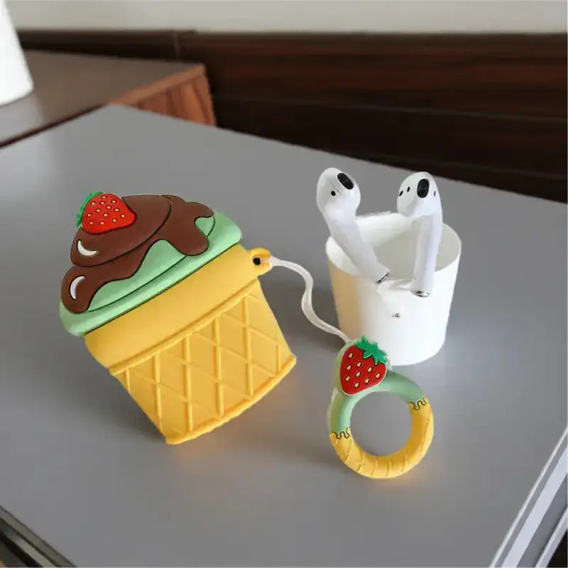 Funda de silicona para AirPods con diseño de helado, protección antigolpes, ideal para electronica y audio