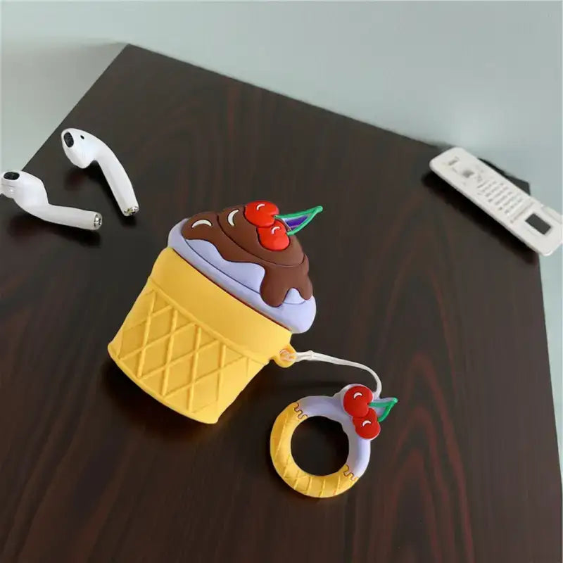Funda de silicona para AirPods 1/2 con diseño de helado, protección antigolpes y estilo divertido