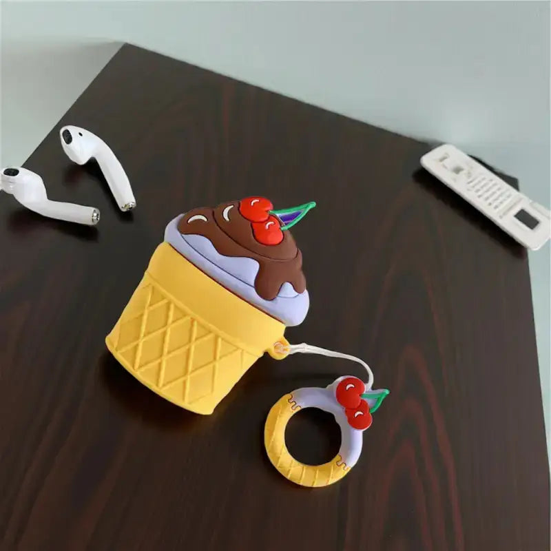 Funda de silicona para AirPods 1/2 con diseño de helado divertido y protección antigolpes en electrónica