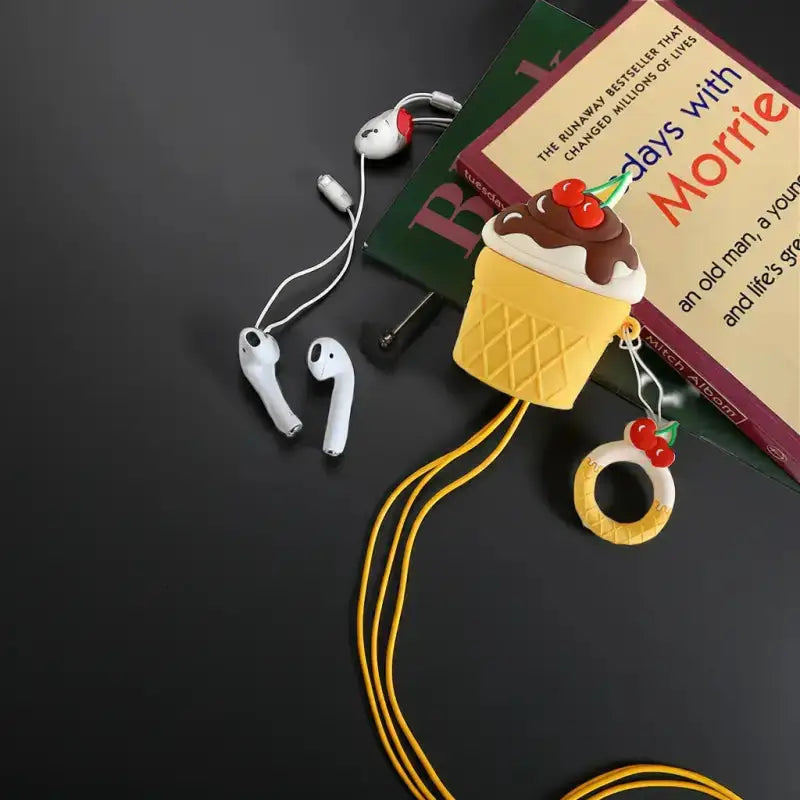 Funda de silicona para AirPods 1/2 con diseño de helado, protección anticolpes y estilo electrónico