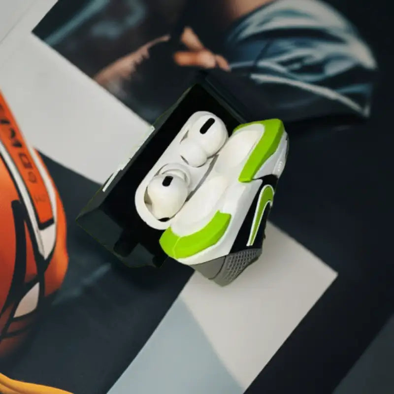 Auriculares inalámbricos blancos con estuche, ajuste seguro y fácil acceso para AirPods