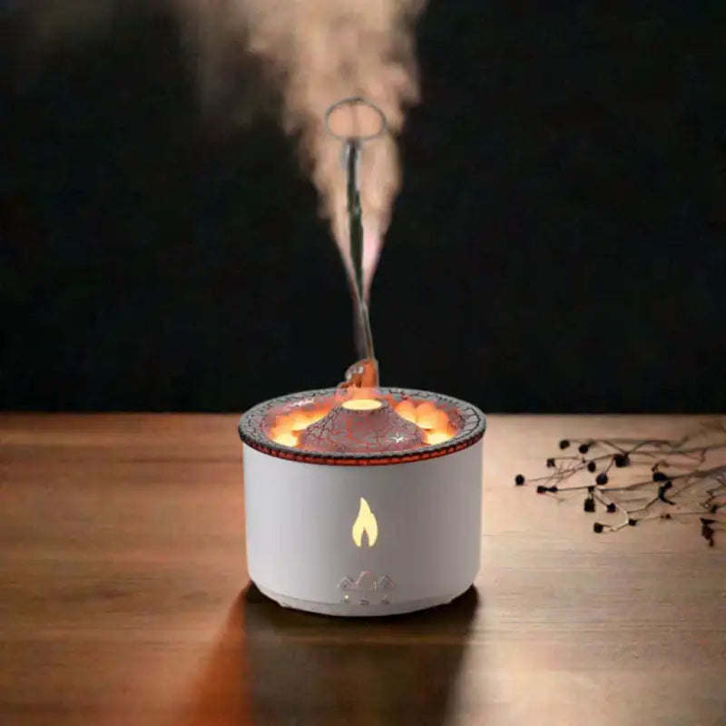 Humidificador electrónico con efecto volcán y iluminación LED, difusor de aromas