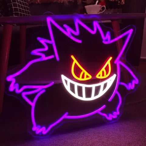 Letrero de neón de dibujos animados de Gengar para decoración electrónica