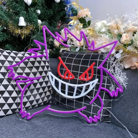 Letrero de neón de dibujos animados Gengar para iluminacion electrónica moderna