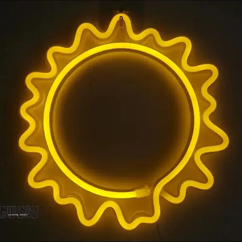Letreros Neón con luz nocturna LED en forma de sol amarillo iluminado