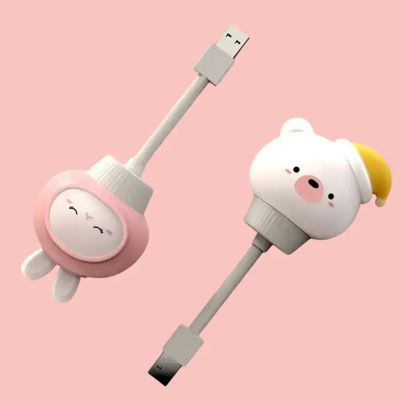 Luz nocturna LED USB con dos luces temáticas de dibujos animados para iluminación suave