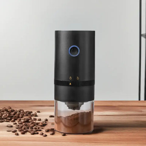 Molinillo de café eléctrico cilíndrico negro para preparar café de alta calidad