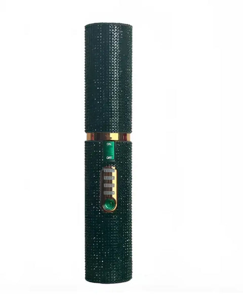 Encendedor eléctrico verde oscuro con joyas, ideal para tu plancha y rizador de cabello