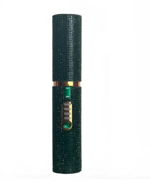 Cepillo alisador y rizador para tu cabello, con acabado en verde oscuro y detalles dorados