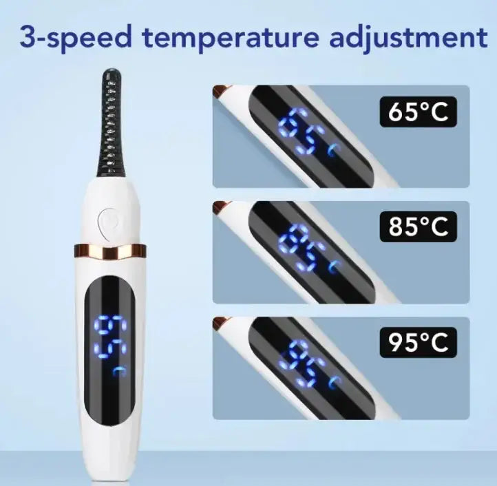Imagen del rizador de pestañas calefactable con pantalla de temperatura, ideal con este rizador de pestañas calentado
