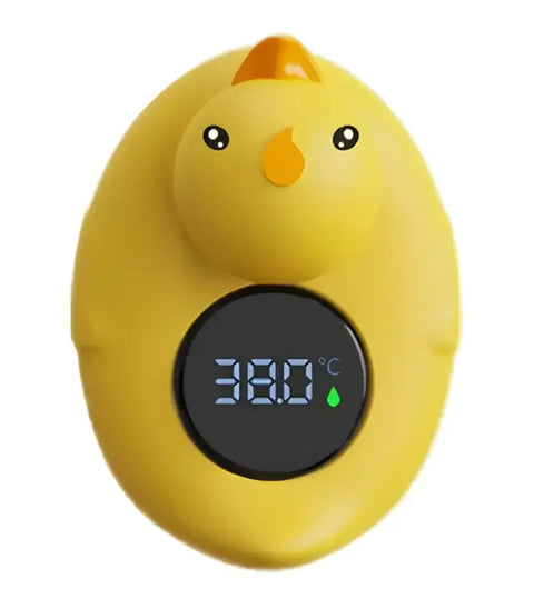 termómetro amarillo con forma de pato.