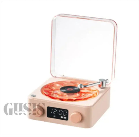 Tocadiscos Retro Bluetooth con reproductor y reloj digital elegante y funcional