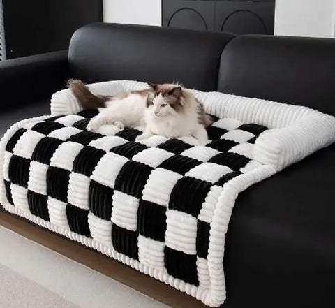 cama para gatos de tablero de ajedrez con cojín
