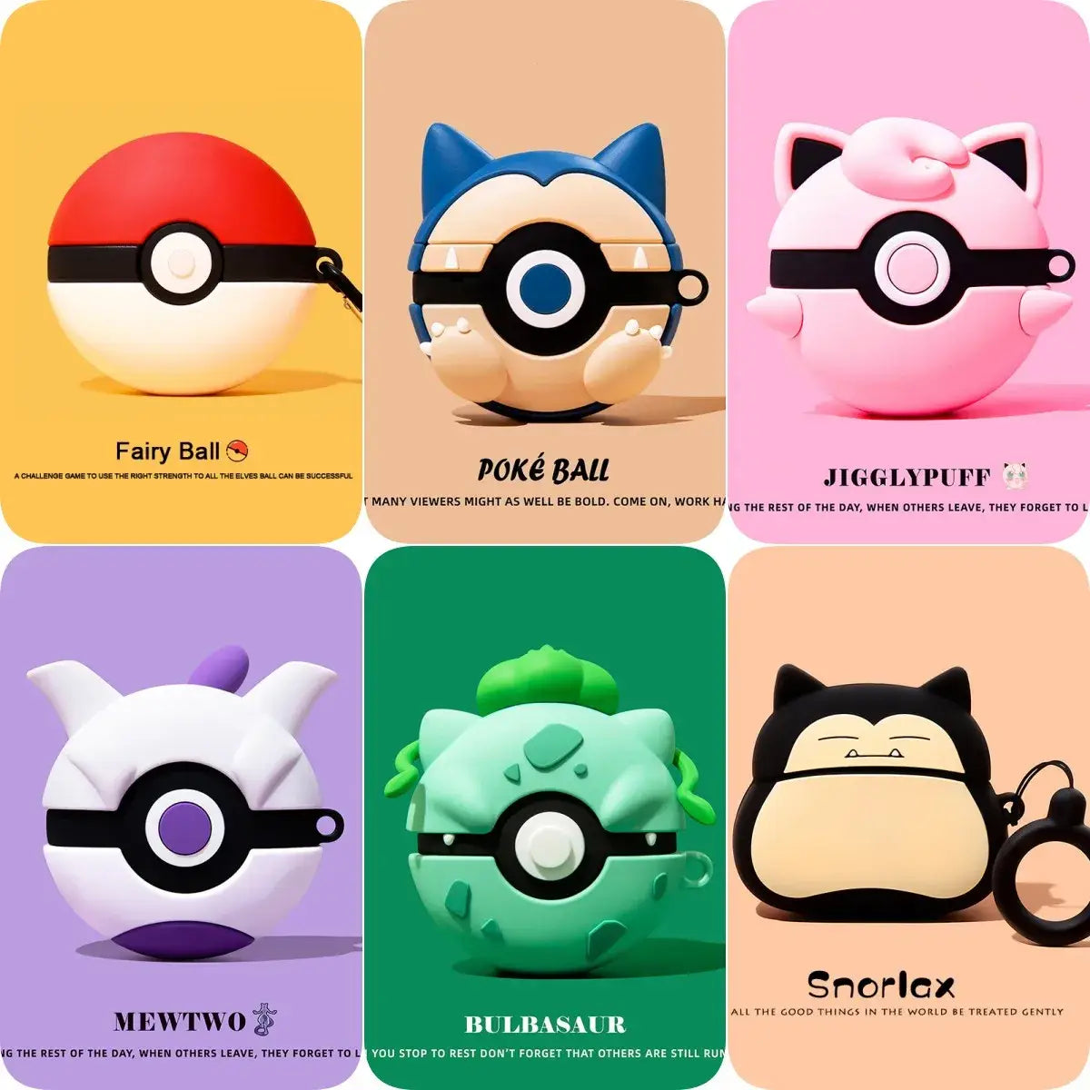 Funda Poke Ball para Airpods Bonita funda de anime con dibujos animados en 3D para Airpods,Funda de silicona suave