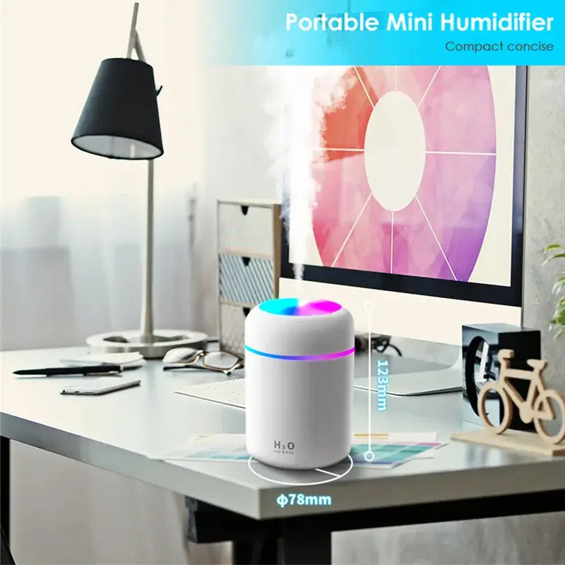 Humidificador Portátil con Diseño Nocturno Creativo y Luz Colorida