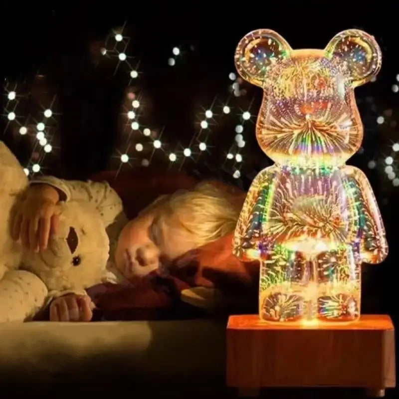 Lámpara LED de vidrio Bearbrick con fuegos artificiales RGB 3D ENVÍO GRATIS