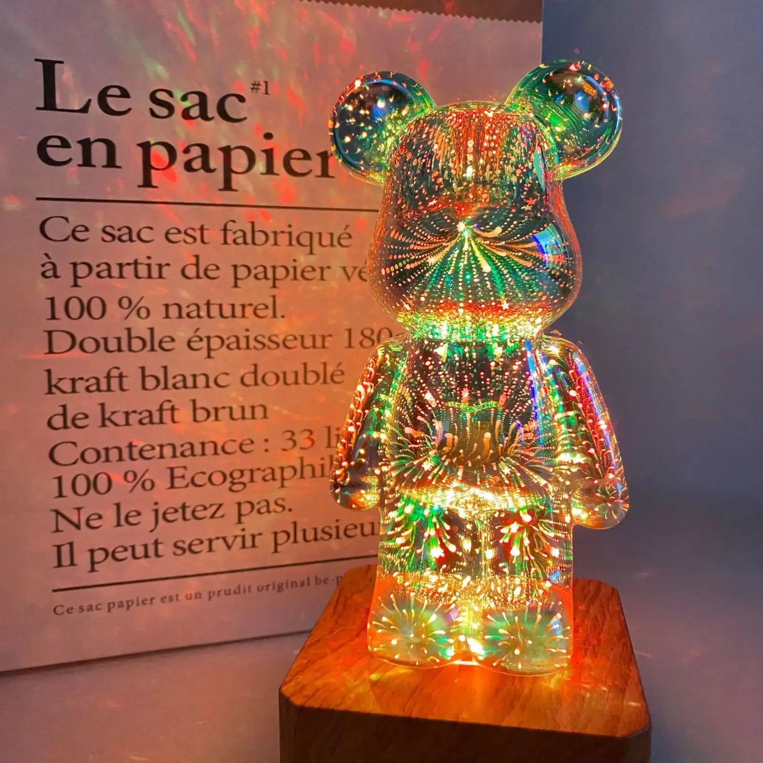 Lámpara LED de vidrio Bearbrick con fuegos artificiales RGB 3D ENVÍO GRATIS