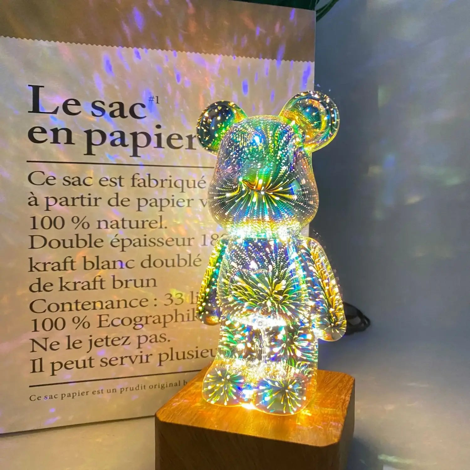 Lámpara LED de vidrio Bearbrick con fuegos artificiales RGB 3D ENVÍO GRATIS