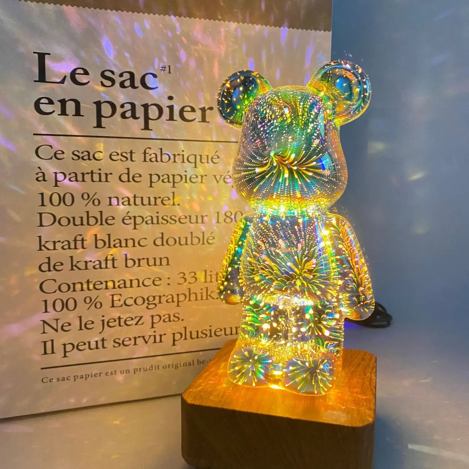 Lámpara LED de vidrio Bearbrick con fuegos artificiales RGB 3D ENVÍO GRATIS